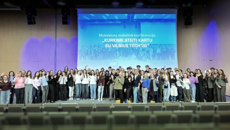 Konferencijoje „Kurkime ateitį kartu su VILNIUS TECH ’26“ – moksleivių tyrimai, išradimai ir praktiniai sprendimai